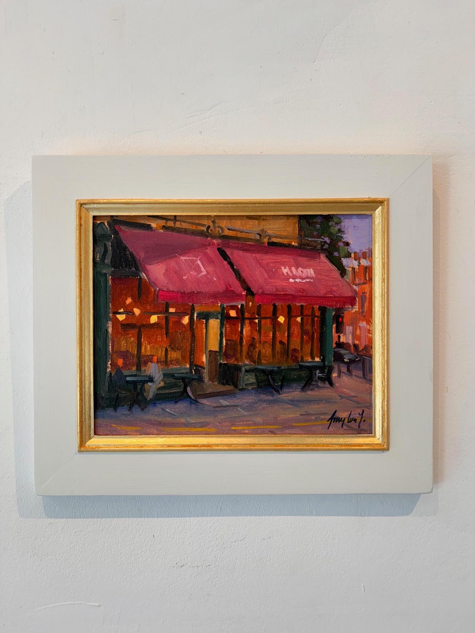 Dieses außergewöhnliche Kunstwerk ist derzeit in der Signet Contemporary Art Gallery und online ausgestellt und zu verkaufen.

Das stilvolle und heitere Sunday Morning Coffee, Pimlico, zeigt die eleganten Kurven und den unverwechselbaren Charakter