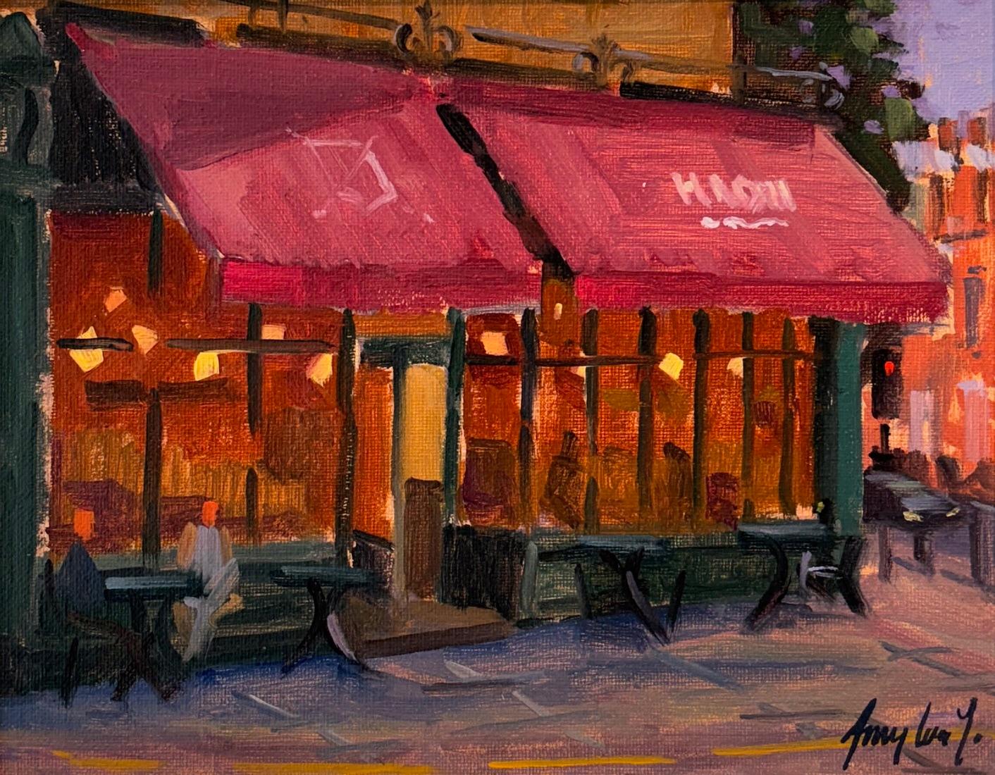 Amylou Jennings Landscape Painting - Sunday Morning Coffee, Pimlico-original cityscape impressionism-contemporary art