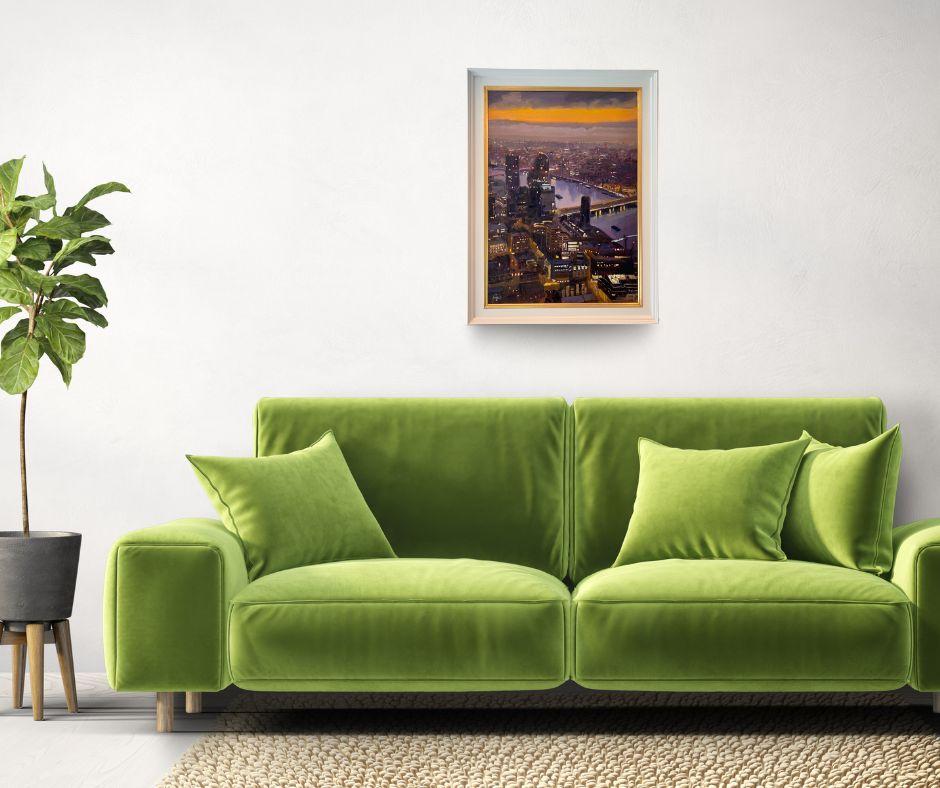 Die Stadt des Lebens - Original Stadtbild Impressionismus Öl - zeitgenössische Kunst im Angebot 1
