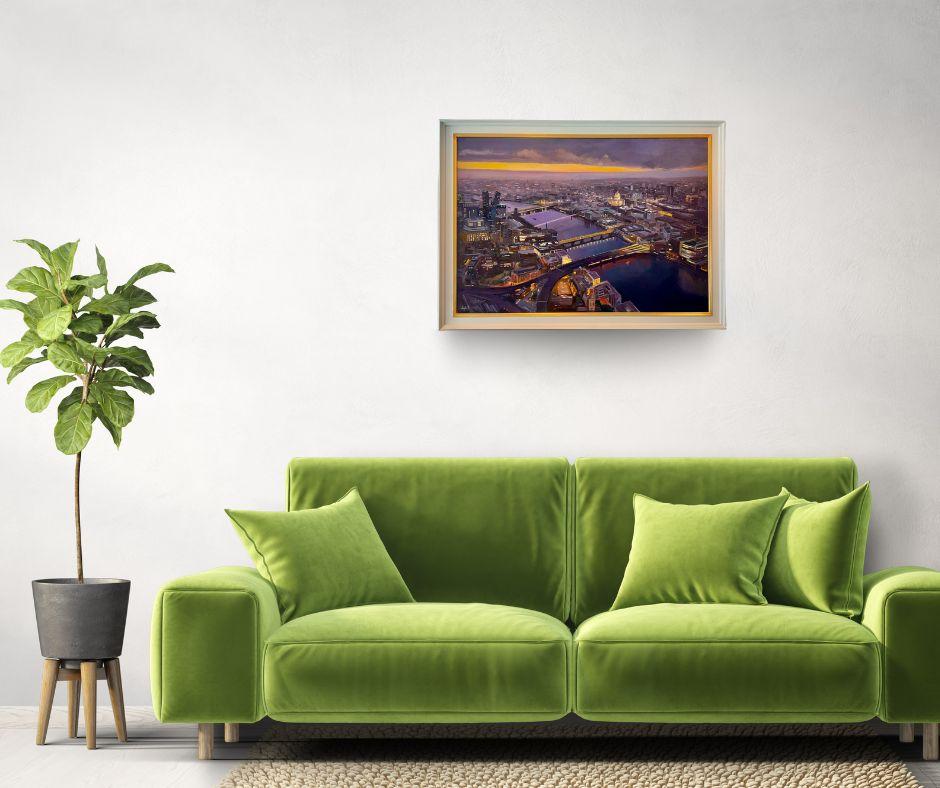 The Late Shift - Original Stadtbild Impressionismus Öl - zeitgenössische Kunst im Angebot 3