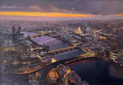 The Late Shift - original cityscape impressionism oil - contemporary art