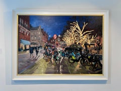 Where the Lights Gather - opera d'arte contemporanea originale con paesaggio urbano e impressionismo