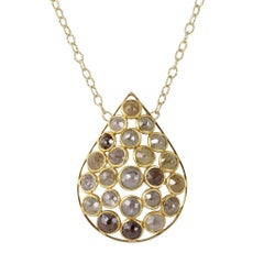 Amyn, Drop Rose Cut Diamond Necklace in 18k Yellow Gold