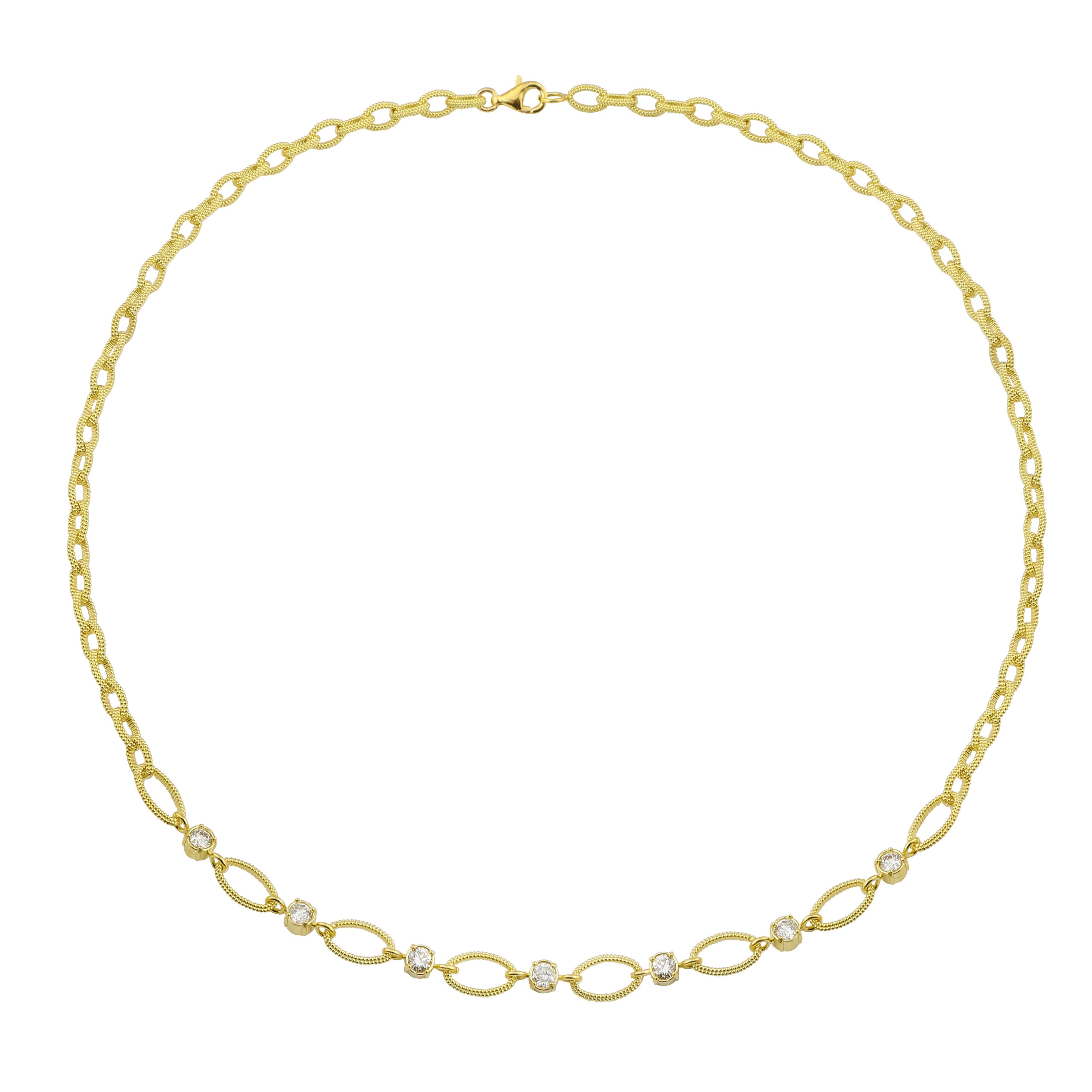 Etruscan Oval Granulated Link Necklace with Diamonds in 18k Yellow Gold designed by Amyn The Jeweler.

7 Diamonds

16 inch

NKETRUOVALDIALINK

Made with passion in Los Angeles