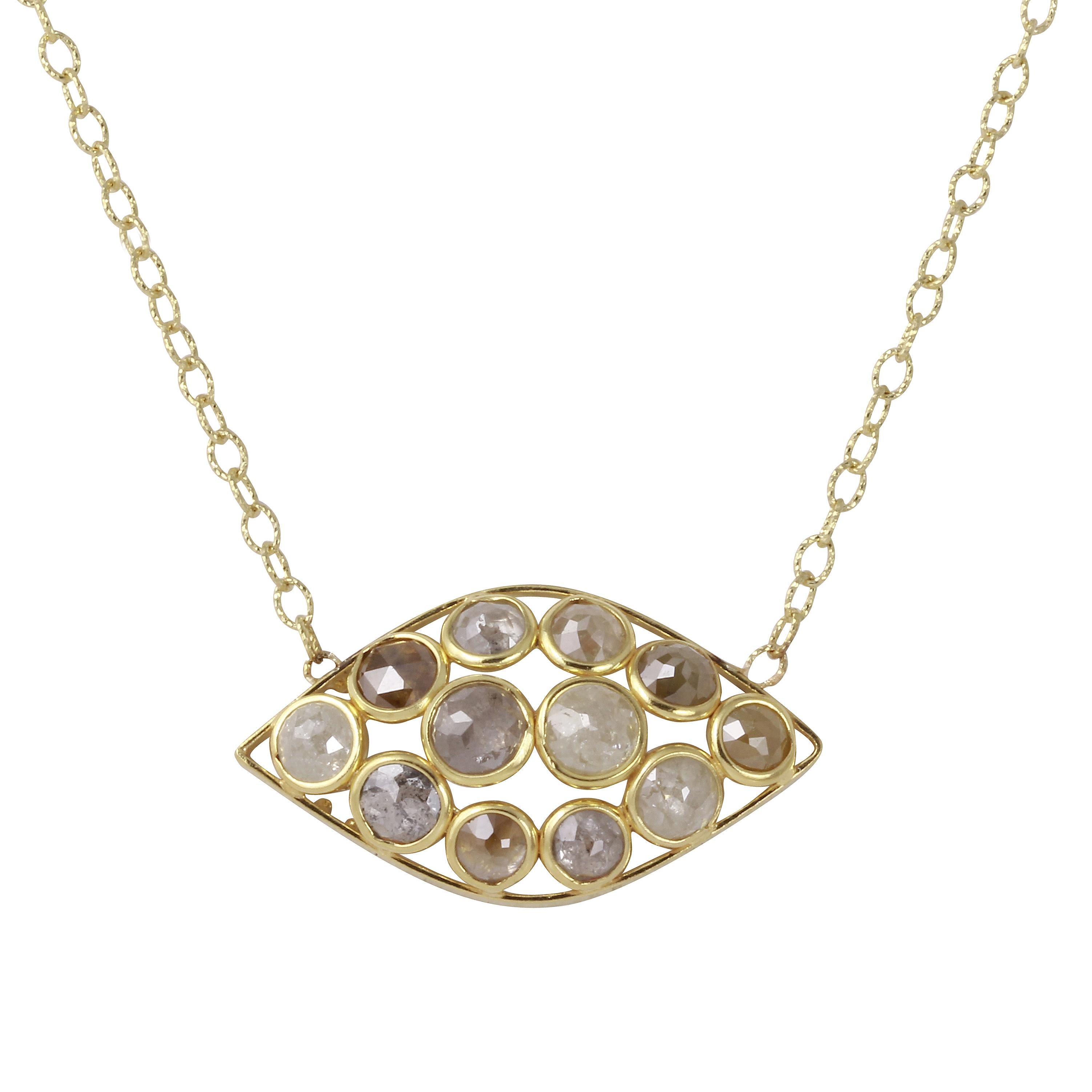 Amyn, Eye Rose Cut Diamond Necklace in 18k Yellow Gold 1