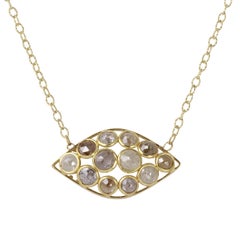Amyn, Eye Rose Cut Diamond Necklace in 18k Yellow Gold