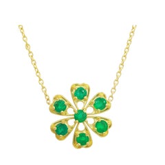 Amyn, Florette Emerald Necklace in 18k Yellow Gold