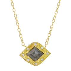 Amyn, Trapeze Rose Cut Diamond Necklace in 18k Yellow Gold
