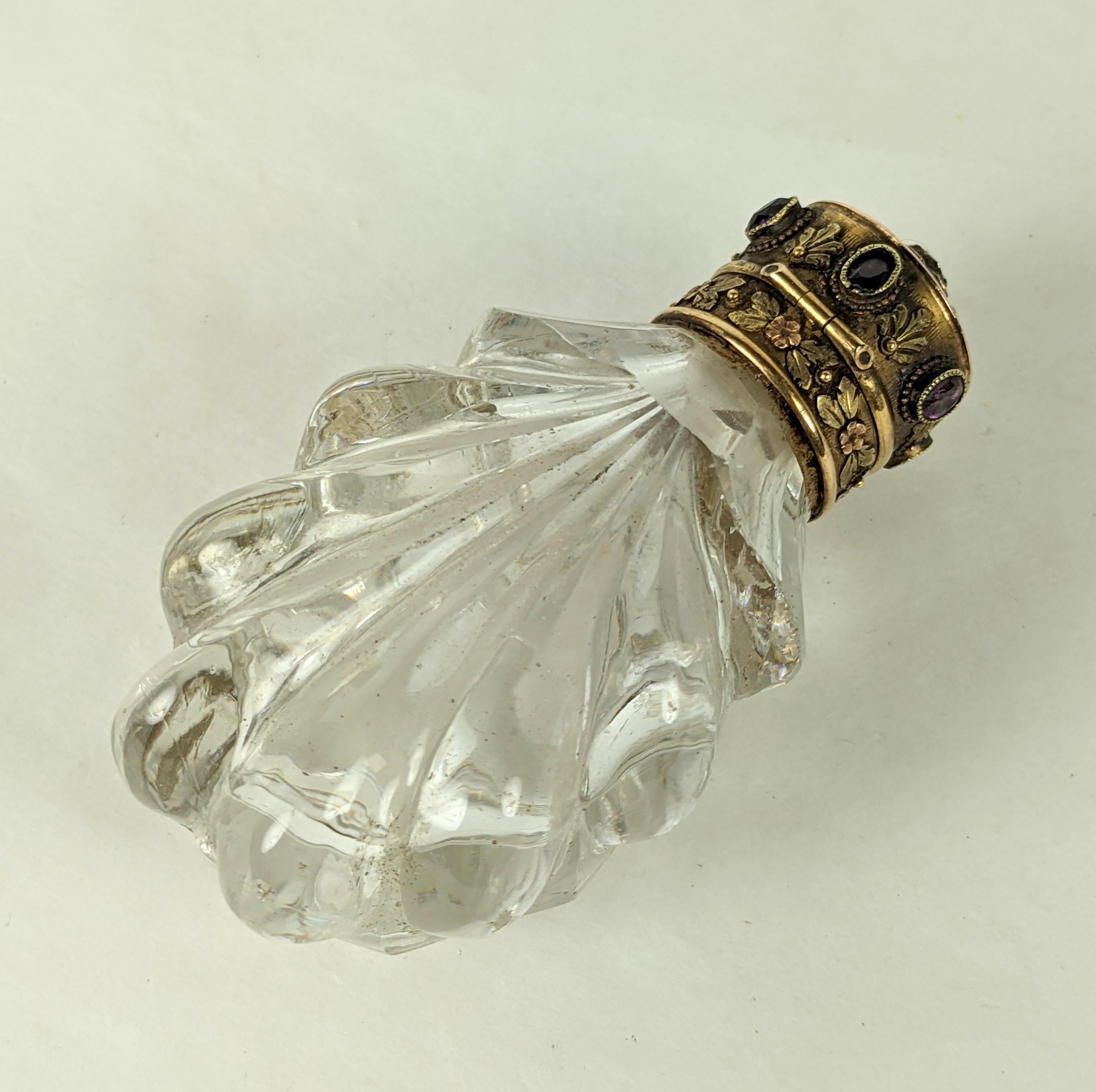 da uomo o donna Bottiglia di profumo in ametista e solfuro d'oro su supporto in vendita