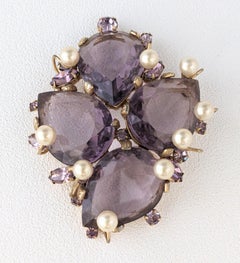 Amythest Crystal and Pearl Brooch, Schreiner