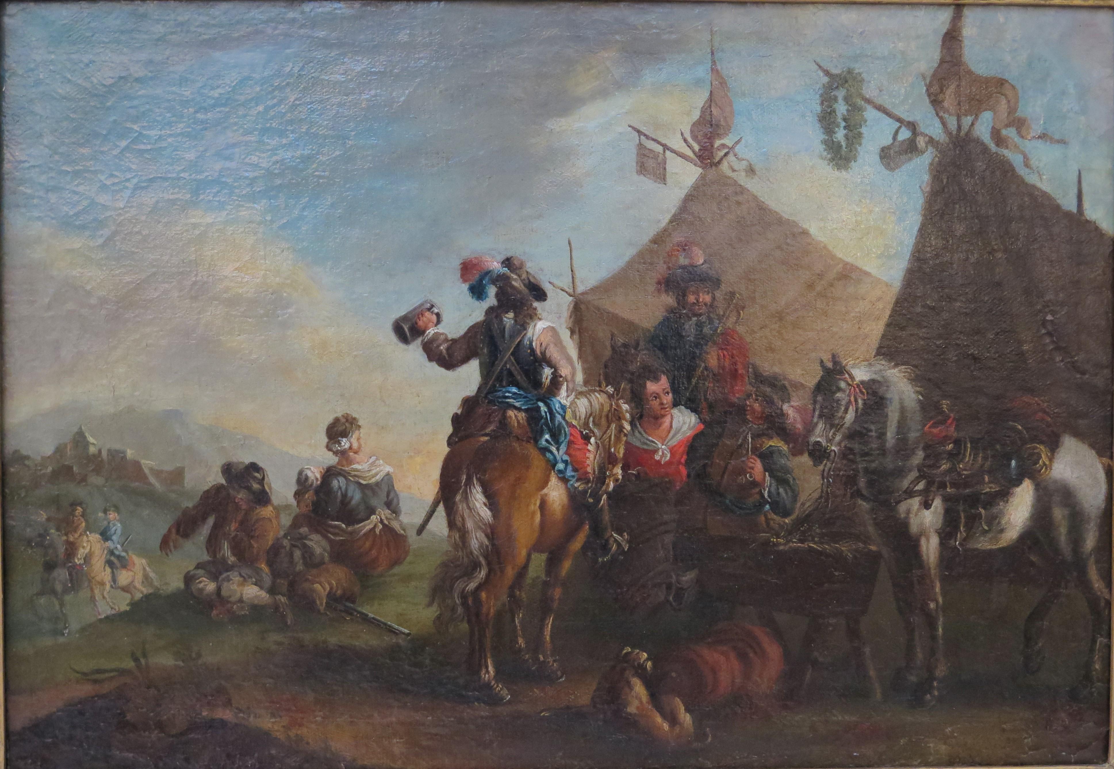 Baroque An 17th Century Oil on Canvas Scene after Philips Wouwerman (Dutch, 1619-1668) For Sale