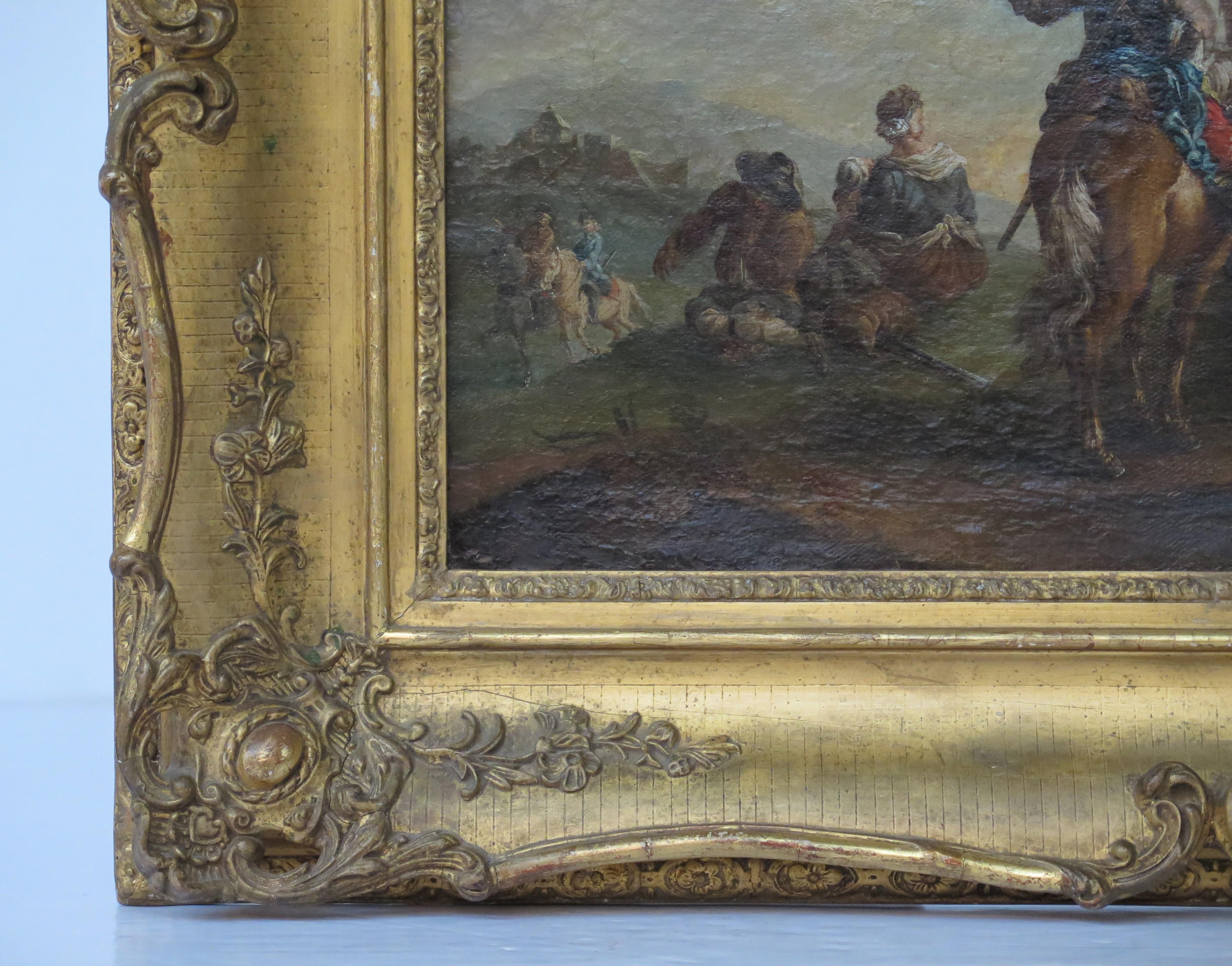 An 17th Century Oil on Canvas Scene after Philips Wouwerman (Dutch, 1619-1668) In Good Condition For Sale In Dallas, TX