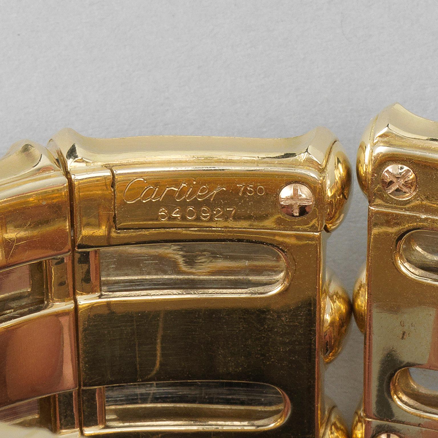 Cartier 18 Carat Bi-Color Gold Triple Bamboo Cuff Bracelet In Good Condition In Amsterdam, NL