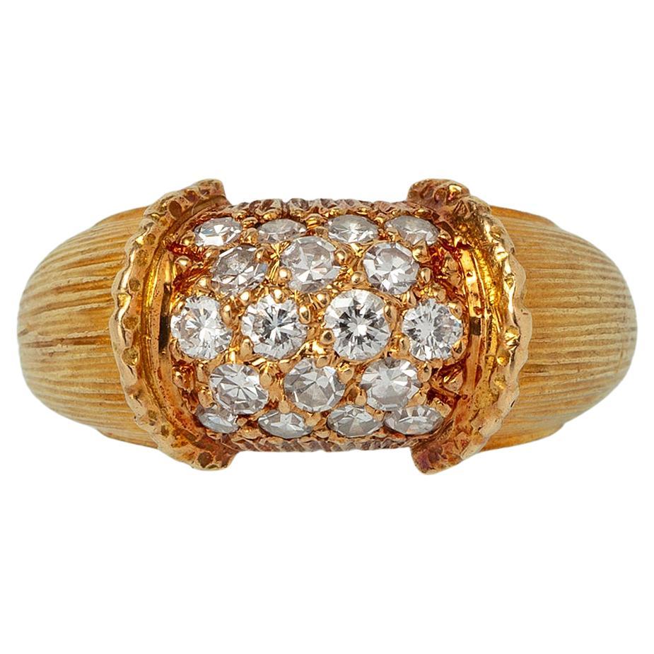 An 18 Carat French Band Ring with Diamonds For Sale
