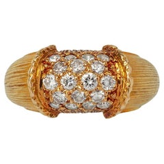 Retro An 18 Carat French Band Ring with Diamonds