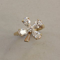 18 Carat Gold and Diamond Clover Four Ring
