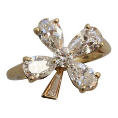 18 Carat Gold and Diamond Clover Four Ring
