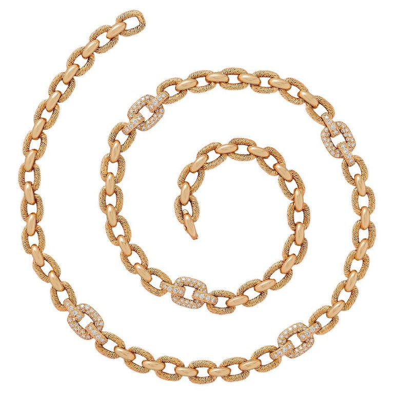 18 Carat Gold and Diamond Lenfant Chain For Sale at 1stDibs