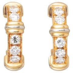 An 18 Carat Gold and Diamond Hoop Earrings