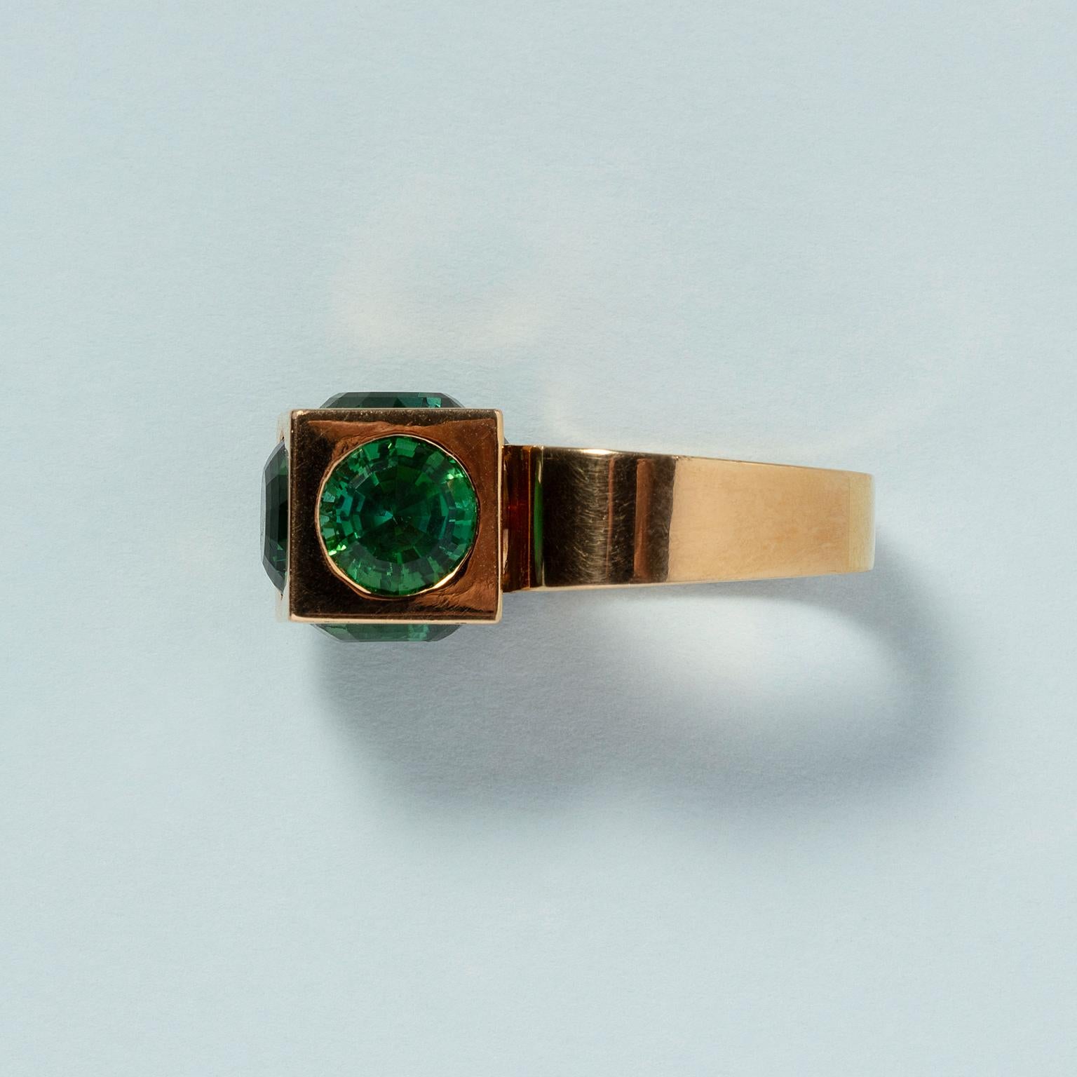 Women's or Men's An 18 Carat Gold and Green Tourmaline Ring by Kurt Aepli for Trudel