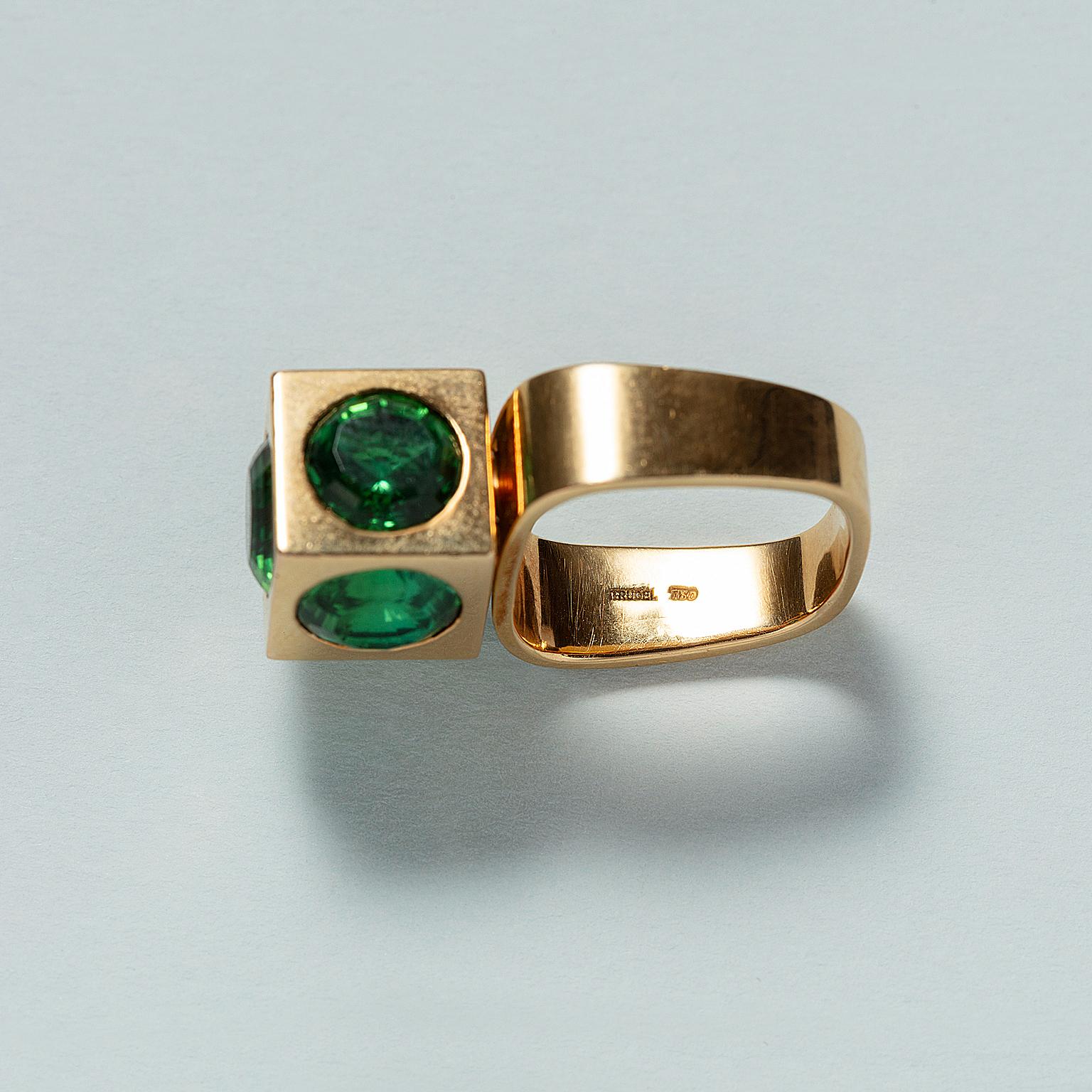 An 18 Carat Gold and Green Tourmaline Ring by Kurt Aepli for Trudel 1