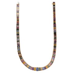 An 18 Carat Gold and Multi Colored Sapphire Necklace  