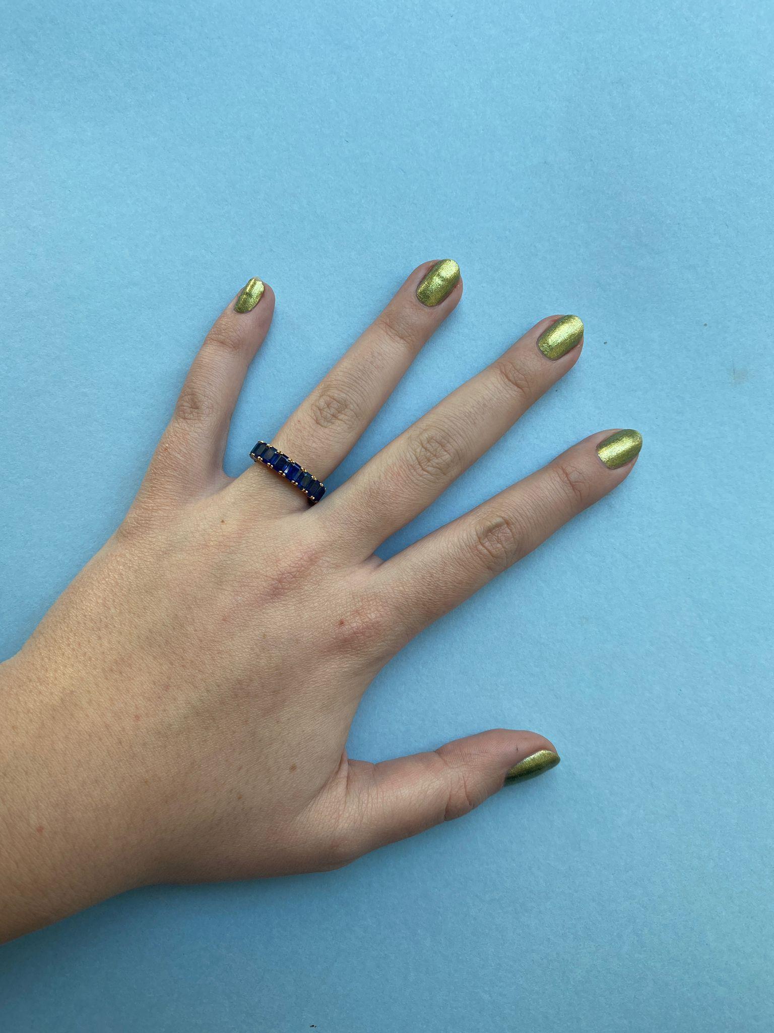 Women's or Men's 18 Carat Gold and Sapphire Boucheron Eternity Ring
