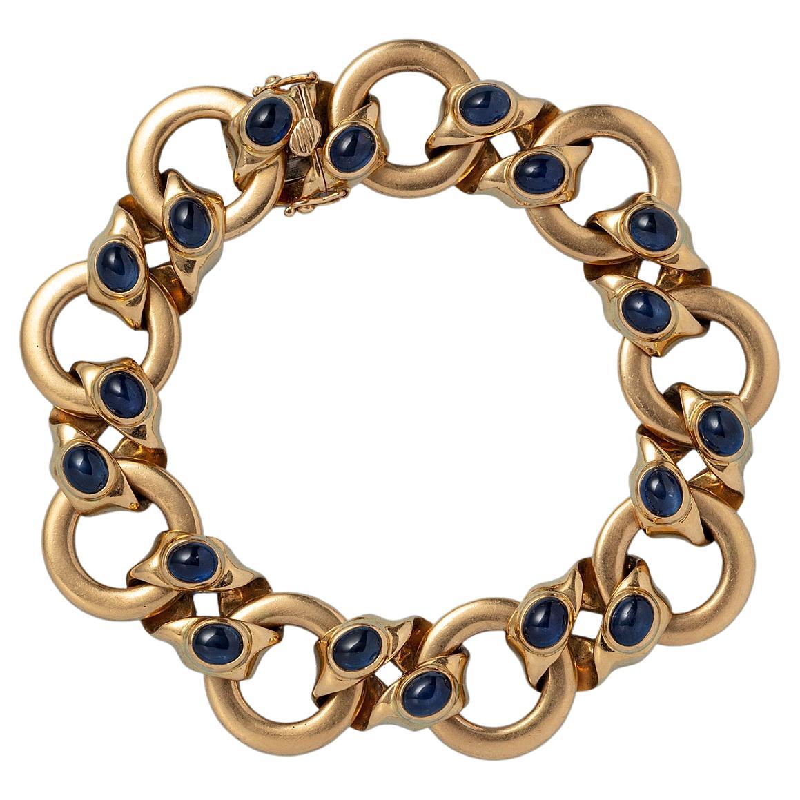 18 Carat Gold and Sapphire Bracelet For Sale