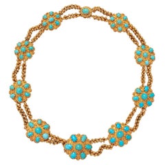 An 18 Carat Gold and Turquoise Necklace
