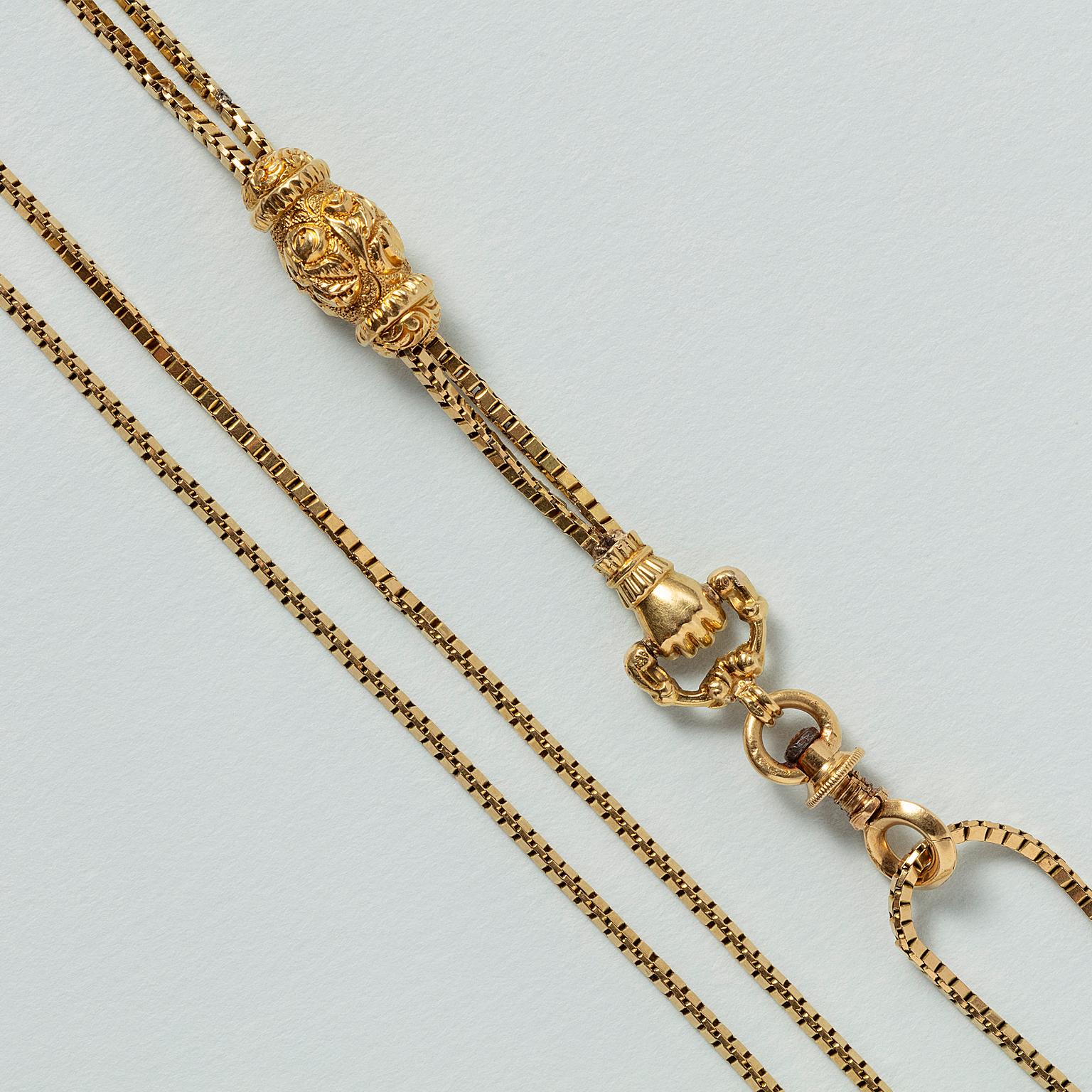 Women's or Men's An 18 Carat Gold Antique Watch Chain For Sale