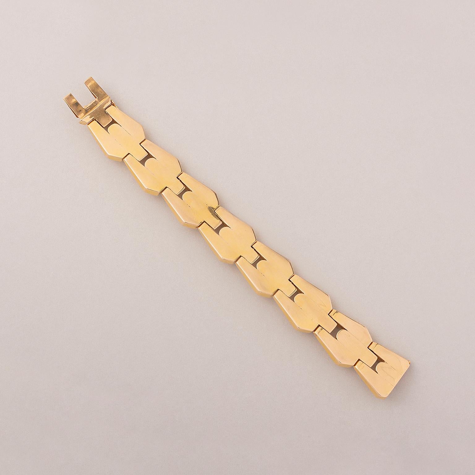 18 Carat Gold Art Deco Tank Bracelet In Good Condition In Amsterdam, NL