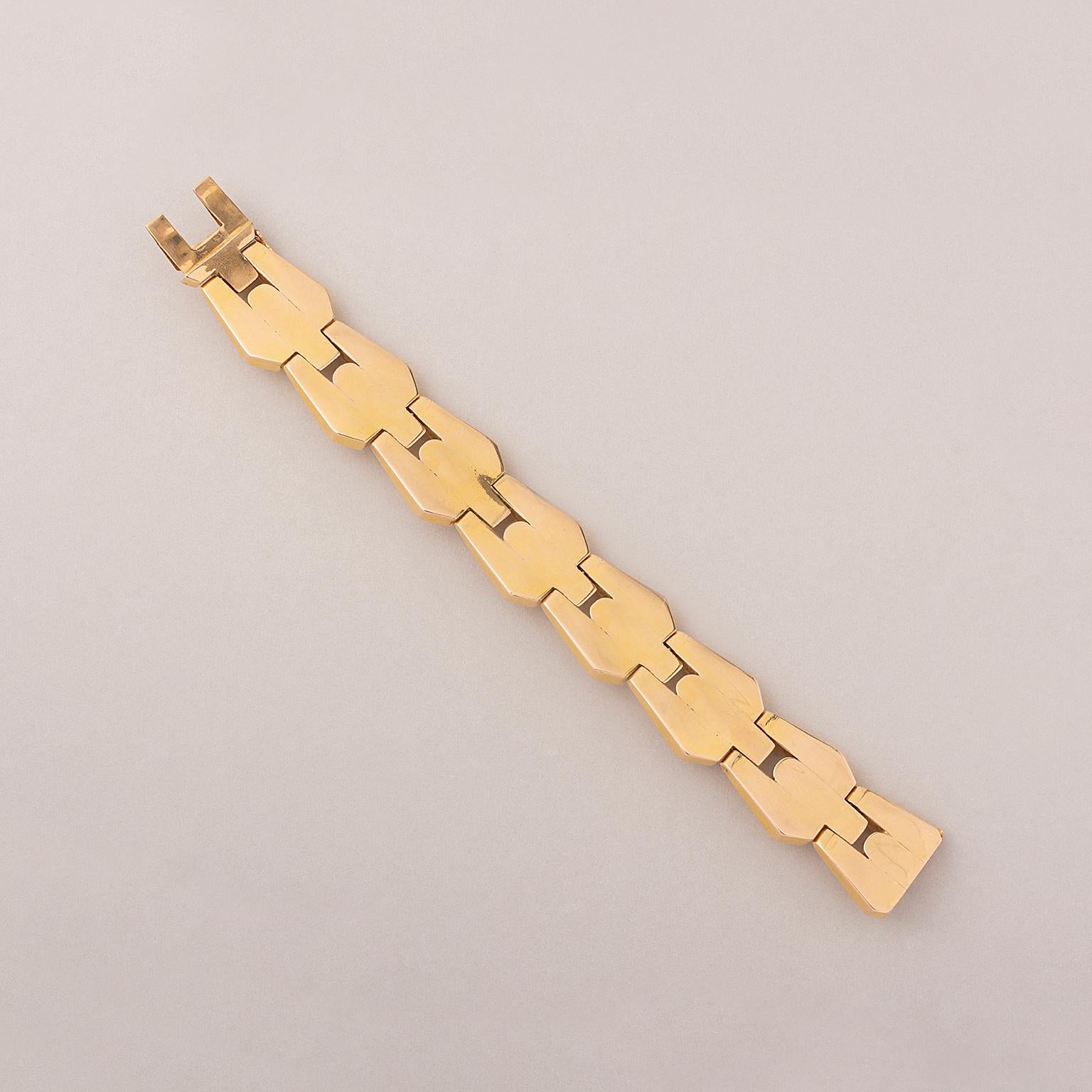 Women's or Men's 18 Carat Gold Art Deco Tank Bracelet