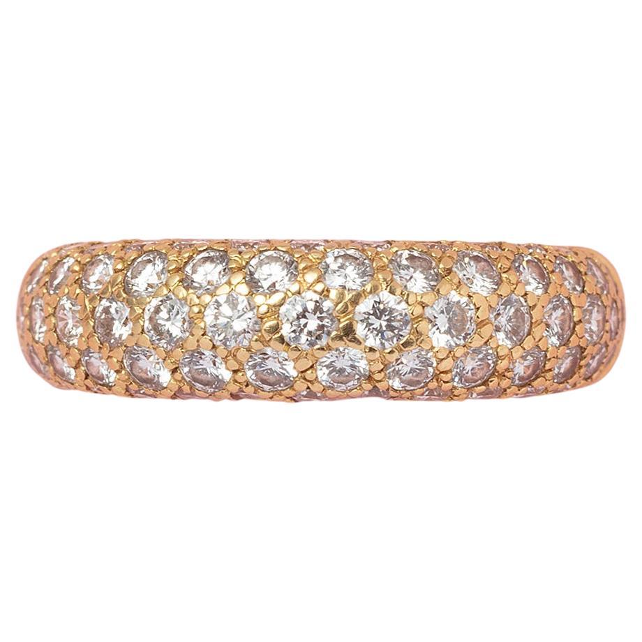 An 18 Carat Gold Cartier Band Ring with Diamonds For Sale