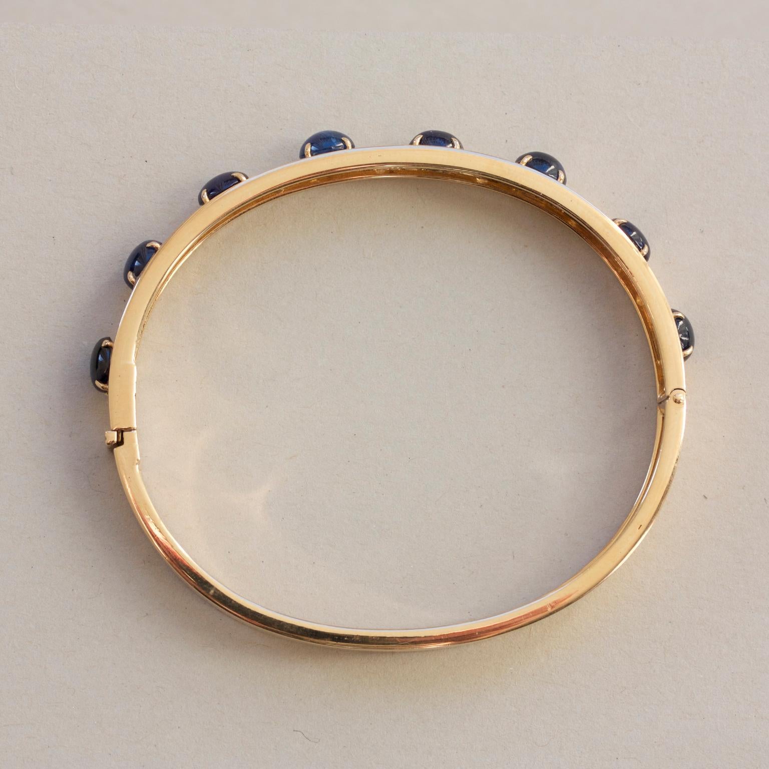 Women's or Men's 18 Carat Gold Bangle with Diamonds and Sapphires