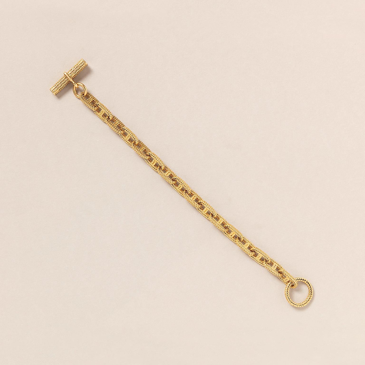 Women's or Men's An 18 Carat Gold Chaine D'Ancre Tressee Hermès Bracelet For Sale