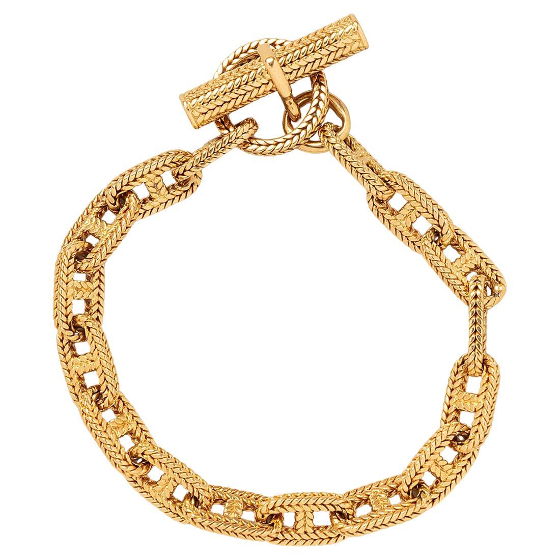 An 18 Carat Gold Chaine D'Ancre Tressee Hermès Bracelet For Sale