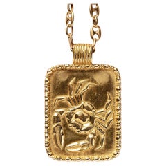 Vintage 18 Carat Gold Fred Paris Cancer Zodiac Pendant