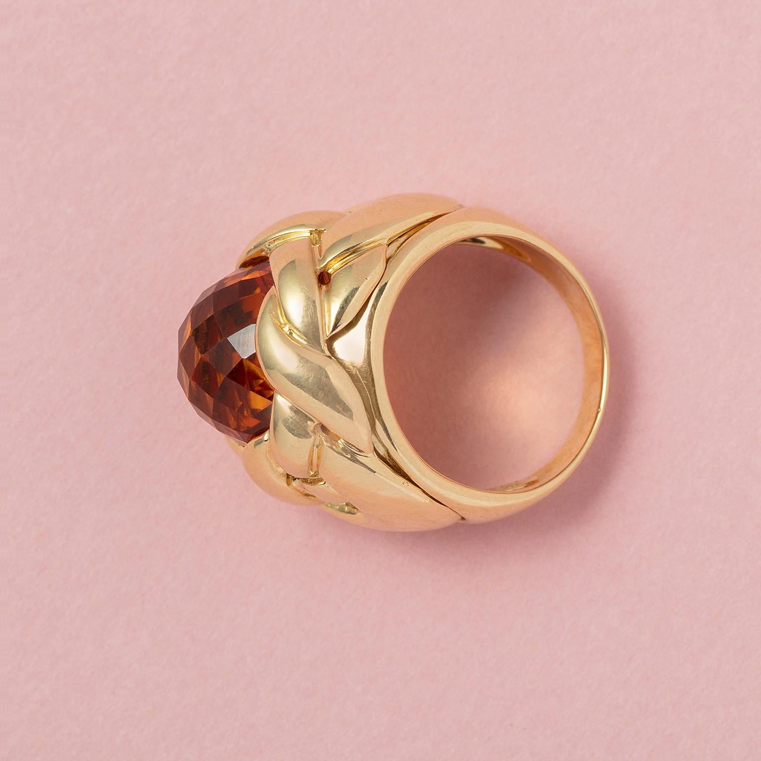 18 Carat Gold Fred Paris Dome Ring with Citrine 1