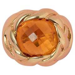 18 Carat Gold Fred Paris Dome Ring with Citrine