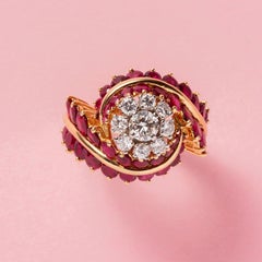An 18 Carat Gold French Cocktail Ruby and Diamond Ring