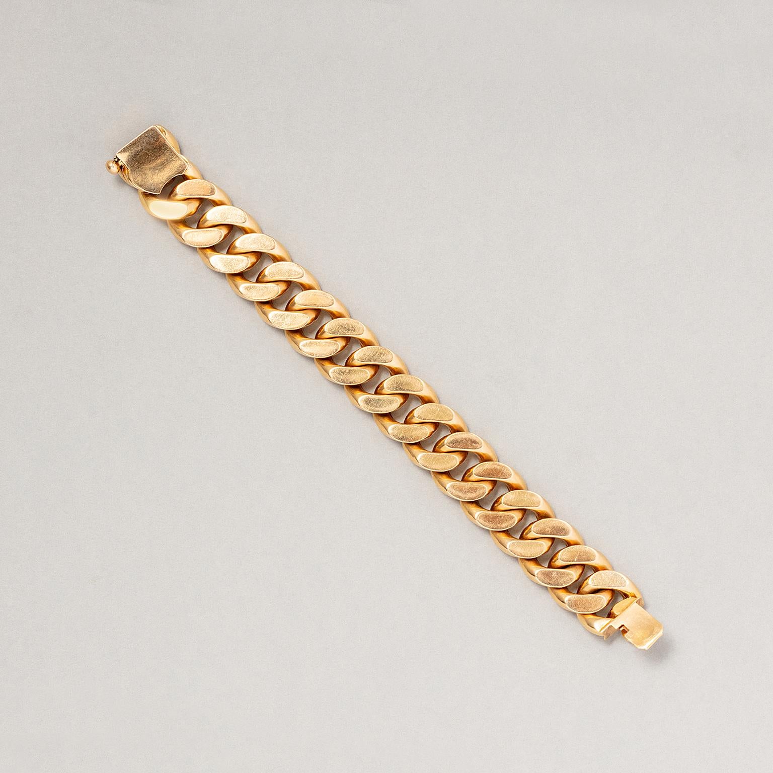 Women's or Men's An 18 Carat Gold French Curb Link Bracelet