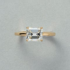 18 Carat Gold French Ring Set with Step Cut Diamond