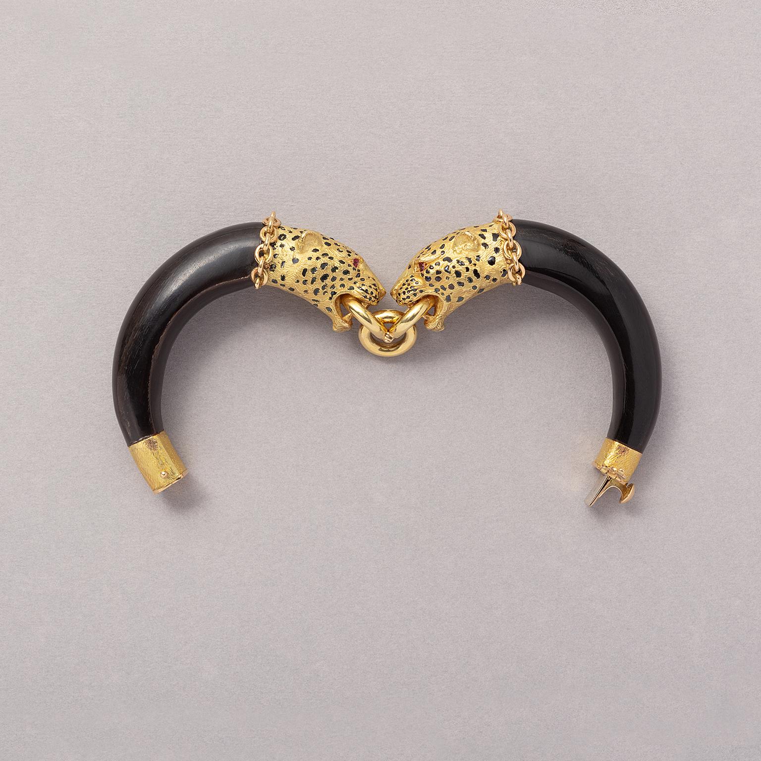  Bracelet en or 18 carats Gay Frères Panther avec Wood Unisexe 