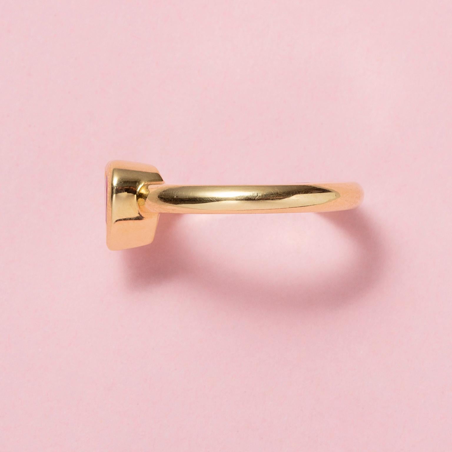 Heart Cut An 18 Carat Gold Ring with a Heart Shaped Ruby For Sale