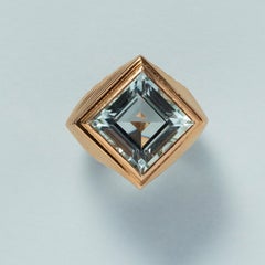 An 18 Carat Gold Tartelette Ring with Aquamarine