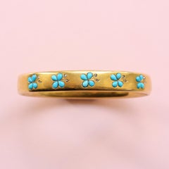 18 Carat Gold Turquoise and Diamond Bangle