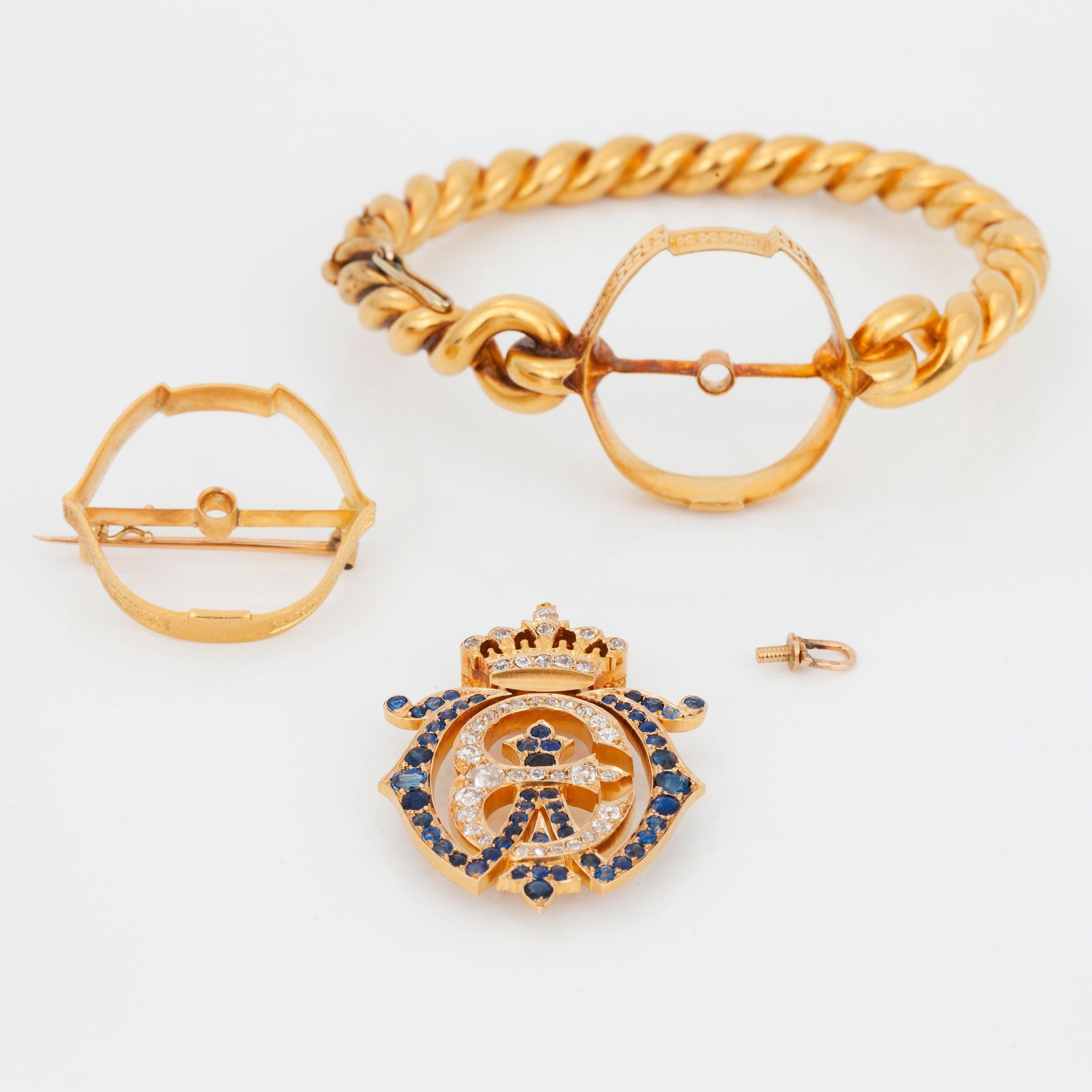 Un bracelet royal de 18 carats avec les initiales WE en diamant et saphir en vente 2