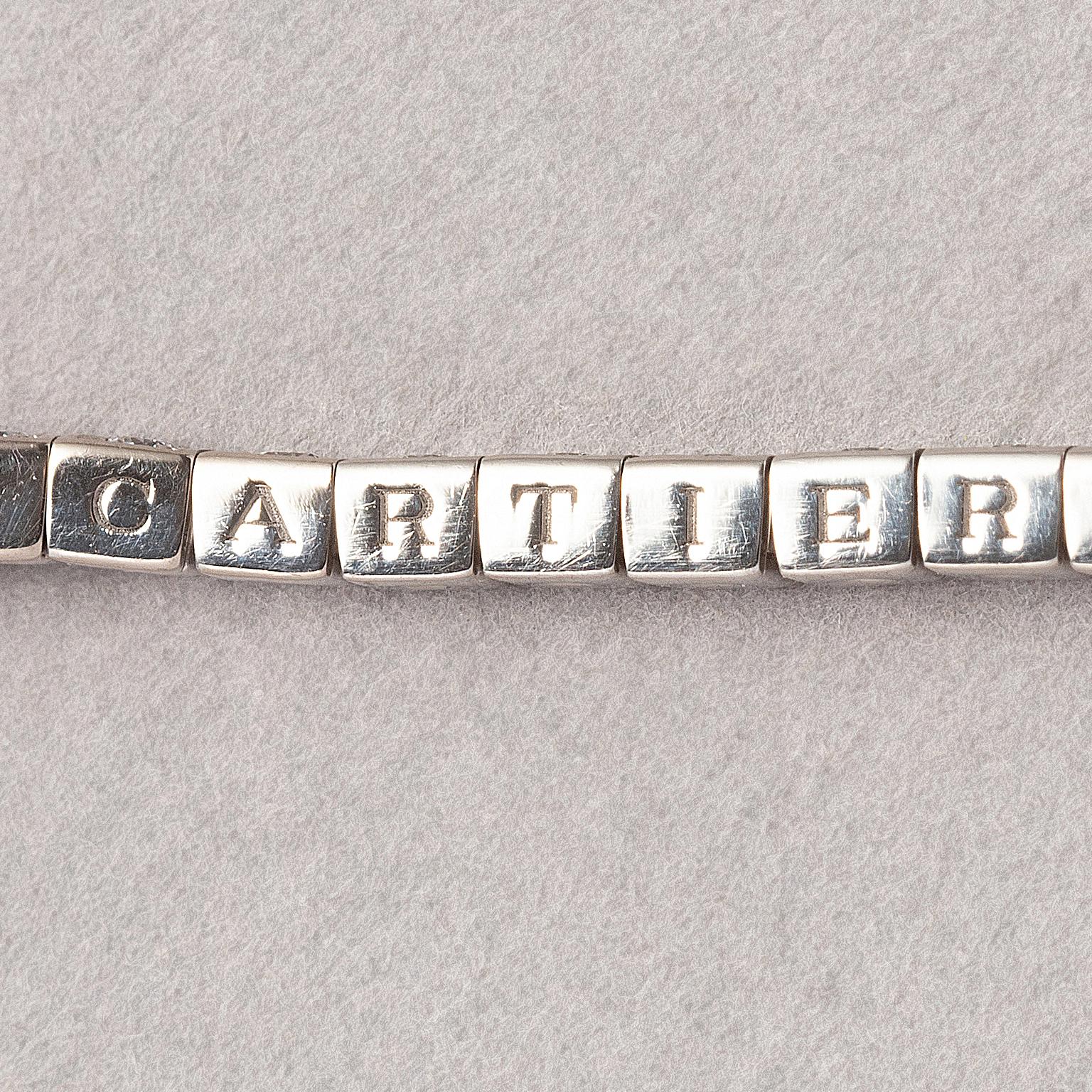 Taille brillant Cartier, bracelet en or blanc 18 carats et diamants