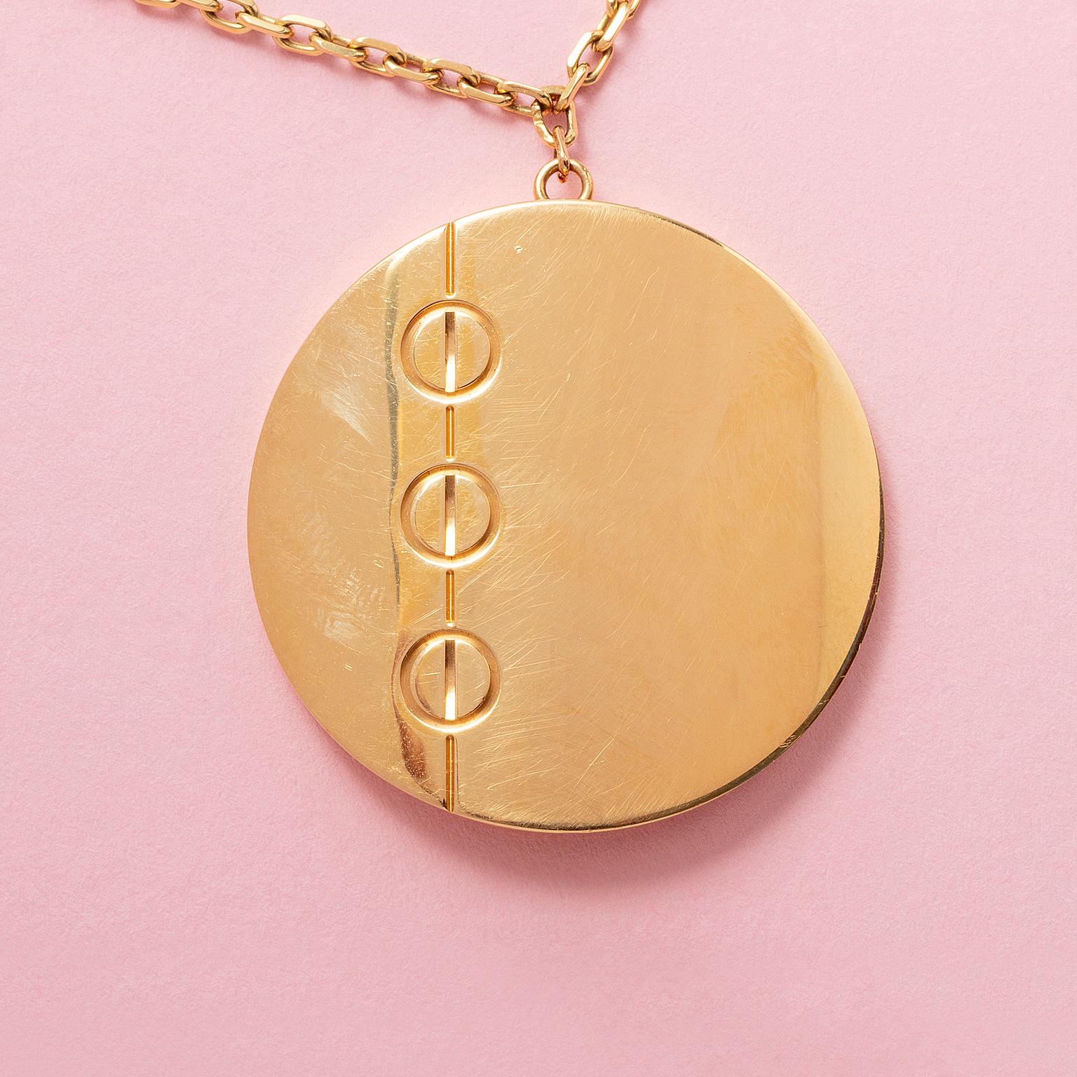 An 18 carat yellow gold Cartier love disc pendant For Sale 4