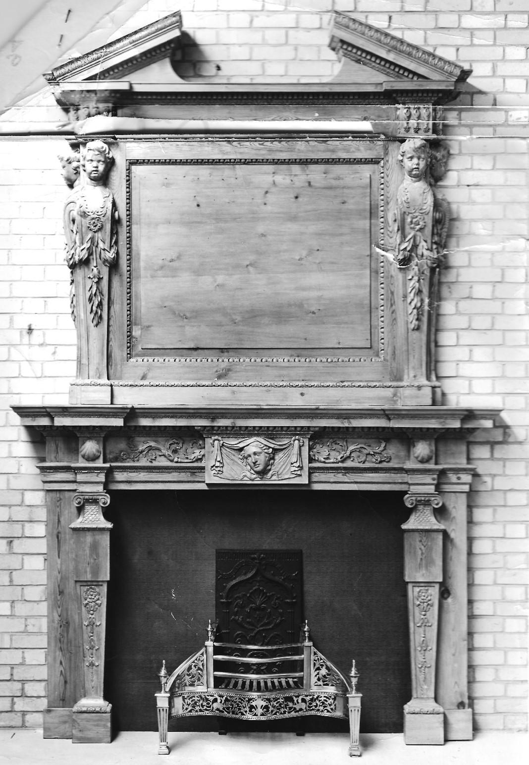 18th Century 18 Century Carved Pine Palladian Overmantle Fireplace